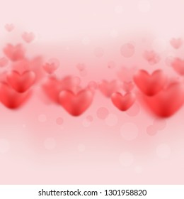 Blur heart shape flying on pink background with copy space.Vector illustration, love background design for Valentine 's day, Mother 's day, Happy Women 's day, greeting and invitation card.
