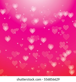 blur hearts on pink background