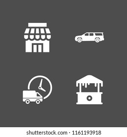 blur icon. 4 blur set with mall, truck, store and suv vector icons for web and mobile app