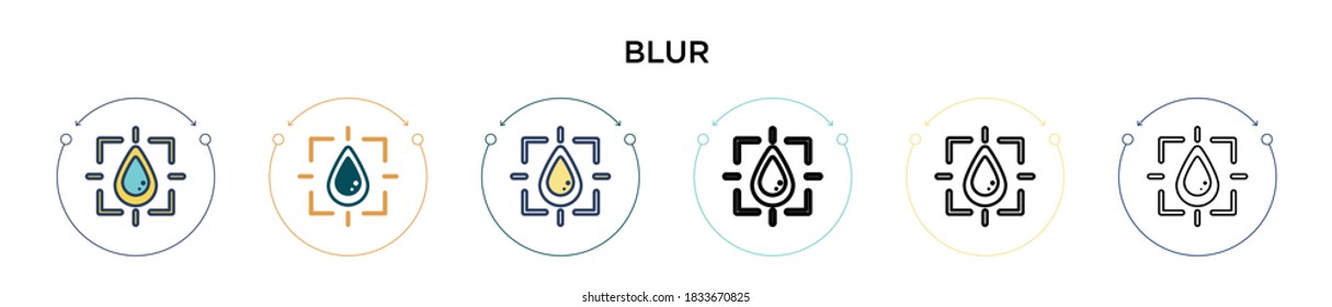 Blur icon in filled, thin line, outline and stroke style. Vector illustration of two colored and black blur vector icons designs can be used for mobile, ui, web