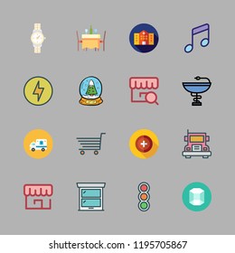 blur icon set. vector set about hospital, table, music and ambulance icons set.