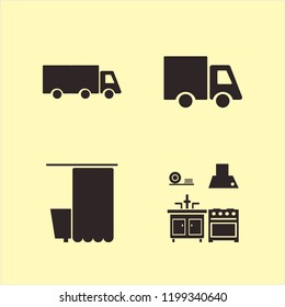 blur icon. blur vector icons set kitchen, bathroom and truck