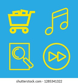 blur icons set with fast forward, college research and music vector set