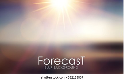 Blur Landscape Background. Forecast Design. Soft Sunshine. Vector illustration