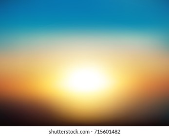 Blur landscape & shining sun background. Abstract design. Vector illustration
