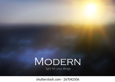 Blur landscape with shining sun. Vector illustration