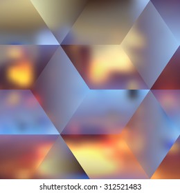 Blur lights city background with the cubes.