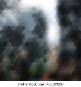 Blur lights city background with lines and cubes geometric elements