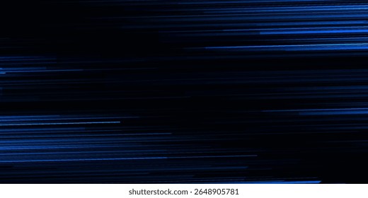 Desfocar raios luminosos. Banner de néon brilhante. Ciberexacerbação. Desfocado ultravioleta azul marinho cor luz linhas movimento em preto escuro futurista. fundo vetorial