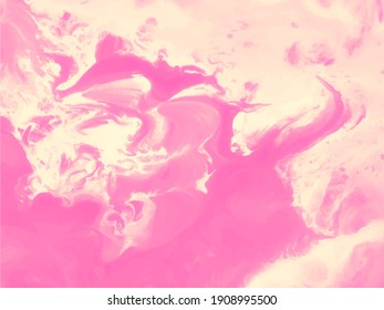 Blur marble banner. Alcohol Ink art. Pink coral, creamy liquid splash. Artistic banner in pink colors. Vibrant background with marbling texture. Vector Illustration. Ink painted girly wallpapers