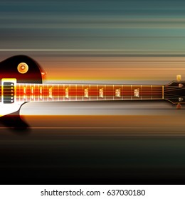 blur music background with classic electric guitar on gray