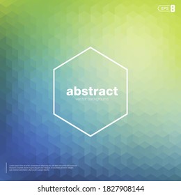 Blur nebular Mosaic Vector background green and blue color. The elements are hexagon shape.