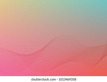 Blur pink blue soft gradient background of fantasy multiple colored with Wave of many lines created using the Blend Tool & space place for your text. Creative art wallpaper. Abstract vector 