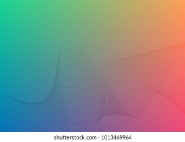 Blur pink blue soft gradient background of fantasy multiple colored with Wave of many lines created using the Blend Tool & space place for your text. Creative art wallpaper. Abstract vector