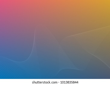 Blur pink blue soft gradient background of fantasy multiple colored with Wave of many lines created using the Blend Tool & space place for your text. Creative art wallpaper. Abstract vector EPS 10