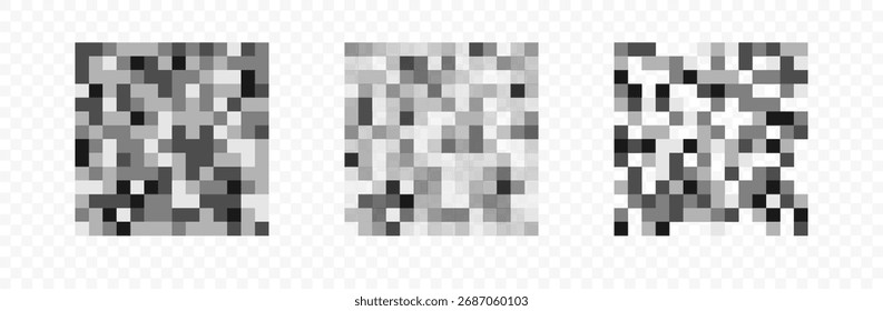 Blur pixel censor mosaic. Grey background texture abstract privacy content hidden vector