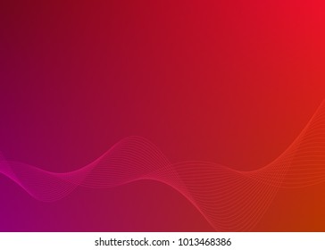 Blur red gradient background of fantasy multiple colored with Wave of many lines created using the Blend Tool & space place for your text. Creative art wallpaper. Abstract vector Illustration eps 10