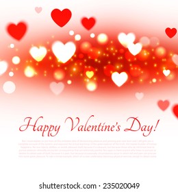 Blur shining valentines heart background. Vector illustration 