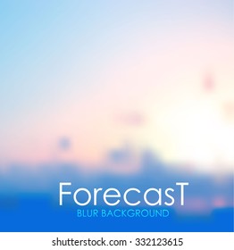 Blur Sky Background. Forecast Design. Soft Sunshine Interface. Vector illustration