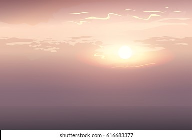 Blur Sky Grey Cloud Sunshine Background Flat Vector Illustration
