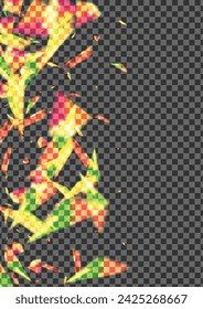 Blur Spark Background Transparent Vector. Bokeh Defocused Card. Green Festive Design. Bright Starlight. Confetti Greeting Illustration.