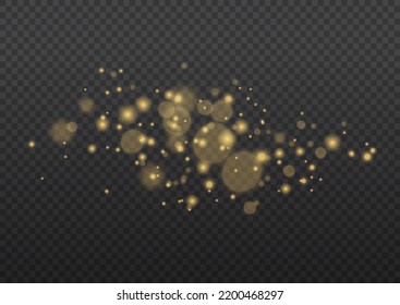 Blur sparks and golden stars sparkle shine with special light. Christmas concept. Blurred lights isolated on transparent background. Fine, shiny dust bokeh particles fall off slightly. Vector