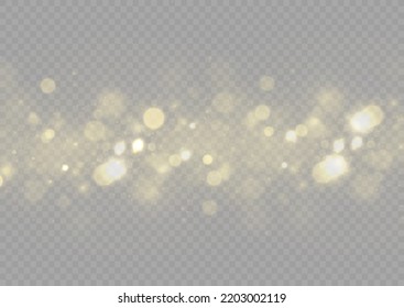 Blur sparks and golden stars sparkle shine with special light. Christmas concept. Blurred lights isolated on transparent background. Fine, shiny dust bokeh particles fall off slightly. Vector