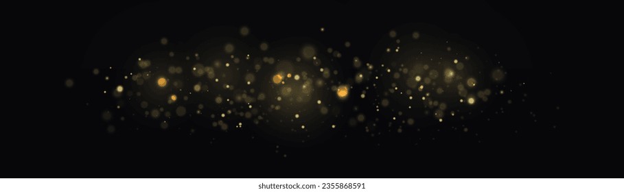 Blur sparks and golden stars sparkle shine with special light. Christmas concept. Blurred lights isolated on transparent background. Fine, shiny dust bokeh particles fall off slightly. Vector