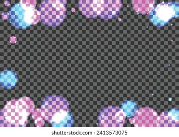 Vector transparente de fondo de punto de desenfoque. Ilustración Cálida De Bokeh. Tarjeta de grano. Diseño de fuegos artificiales de bola azul. Brillo morado.