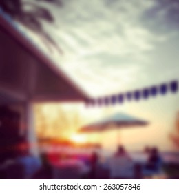 Blur vector background. Cafe near the sea, sky, sunset, Georgia.