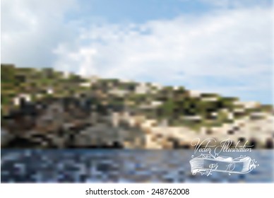 Blur vector illustration. Natural landscape with the sea.