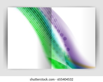 Plantilla de impresión de negocio de onda difusa, fondo abstracto. Diseño de portada comercial, de reportaje o de revista
