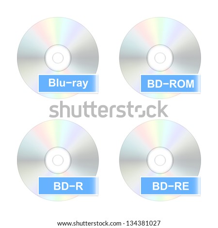 Blu-ray disk icons. Vector illustration.