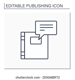 Blurb Line Icon. Short Publicity Notice. Book Description. Publishing Concept. Isolated Vector Illustration. Editable Stroke