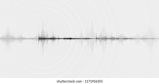 Blured Earthquake Wave with Super Circle Vibration on White paper background,sound wave diagram concept,design for education and science,Vector Illustration.