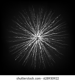 Blured Molecular Particles Glowing Dots Connection. Futuristic Technology Style. Flying Point Debrises. Big Data Sphere. Vector Cyber Sphere Structure Representation.