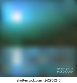 Blured sea and moon vector background with bokeh effect