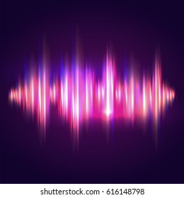 Plano de fundo abstrato borrado com efeito de ondas de som brilhantes.