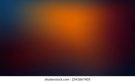 Un fondo abstracto borroso con un gradiente en transición de azul oscuro a naranja en el centro, luego a rojo oscuro y finalmente azul oscuro.