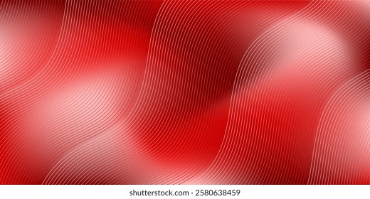 Blurred abstract background with lines and waves. Mesh gradient. Standard banner size. Background for poster, brochure, booklet. Colorful, red gradient. Valentine's Day