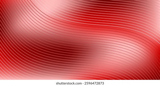 Blurred abstract background with lines and waves. Mesh gradient. Standard banner size. Background for poster, brochure, booklet. Colorful, red gradient. Valentine's Day