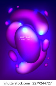 Blurred abstract background. Liquid effect. Templates with gradient pattern. Volumetric flowing purple bubbles. Futuristic gradient shapes for music poster, cover, banner, placard. Vector illustration
