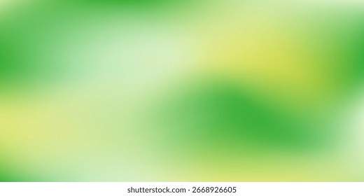 Blurred abstract background. Mesh gradient. Standard banner size. Background for poster, brochure, booklet. Colorful, green, yellow gradient. Nature, eco