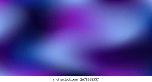 Blurred abstract background. Mesh gradient. Standard banner size. Background for brochure, booklet. Event poster. Colorful, blue, purple gradient. Night, dark