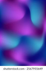 Blurred abstract background with waves and lines. Mesh gradient. Standard poster size. Colorful, pink, blue, purple. Background for banner, brochure, booklet