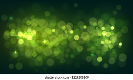 Blurred abstract green background with lights