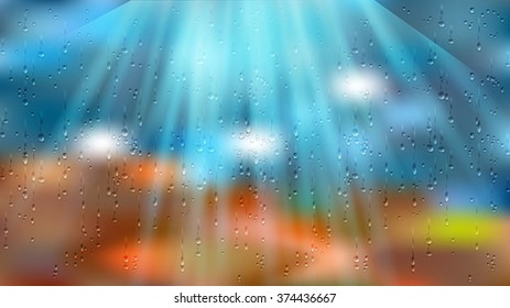 The blurred abstract sky with sunrays