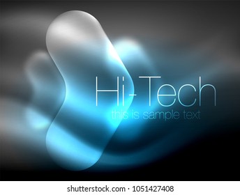 Setas borradas no espaço escuro. Ponteiros de néon, design brilhante de vidro, fundo techno brilhante abstrato, banner web, ilustração vetorial