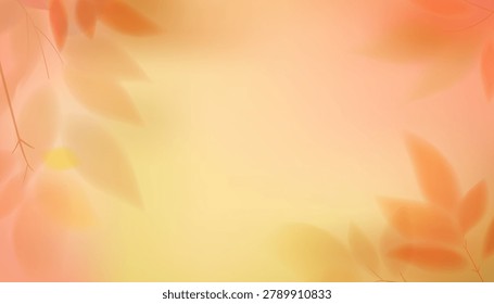 Blurred autumn leaves on abstract orange yellow gradient background, soft pastel gradient mesh texture, yellow orange autumn illustration, minimalist warm background for poster and banner Blurred autumn leaves on abstract orange yellow gradient background, soft pastel gradient mesh texture, yellow orange autumn illustration, minimalist warm background for poster and banner