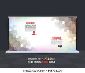 Blurred Background and Black Hexagon Elements Business Theme Outdoor Banner Template